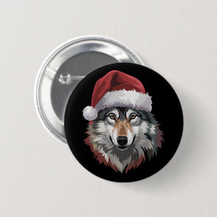 Chapa Redonda De 5 Cm Regalo divertido de Navidad de lobo Amantes de los