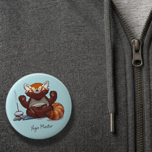 Chapa Redonda De 5 Cm Regalo para estudiante de yoga del panda rojo con