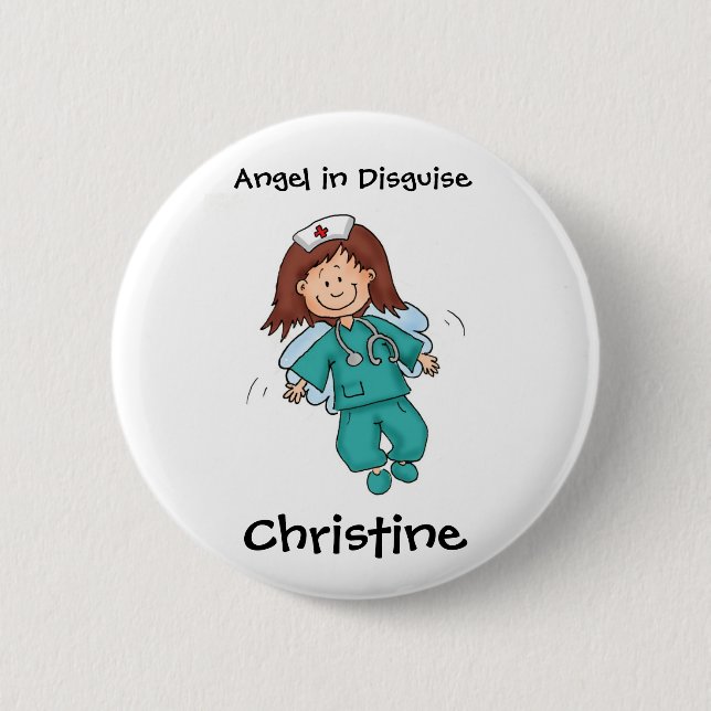 Chapa Redonda De 5 Cm Regalo para la enfermera - personalice con nombre (Anverso)