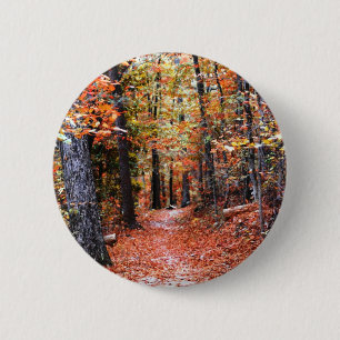 Chapa Redonda De 5 Cm Regalos de Acuarela del Sendero Otoñal del Bosque