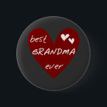 Chapa Redonda De 5 Cm Regalos de camisetas de la mejor abuela del corazó<br><div class="desc">¡Las mejores camisetas de la abuela nunca,  caramelos,  bolsas de té,  imanes,  tarjetas,  tazas,  agujeros,  ornamentos y mucho más para la mejor abuela que jamás tenga un corazón rojo y un diseño de texto blanco!</div>