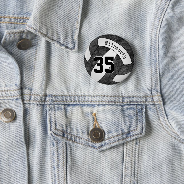 Chapa Redonda De 5 Cm regalos de espíritu del equipo de voleibol blanco (In situ)