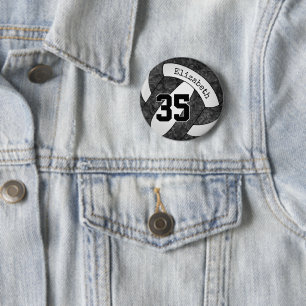 Chapa Redonda De 5 Cm regalos de espíritu del equipo de voleibol blanco