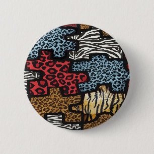 Chapa Redonda De 5 Cm Regalos de estampado de rompecabezas de leopardo d