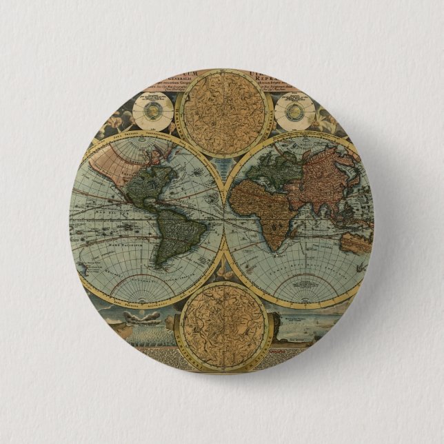 Chapa Redonda De 5 Cm Regalos de mapas del mundo antiguo (Anverso)