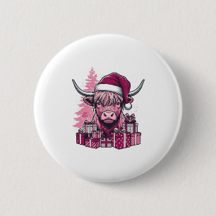 Chapa Redonda De 5 Cm Regalos de Navidad de Vaca de las Tierras Altas Ro