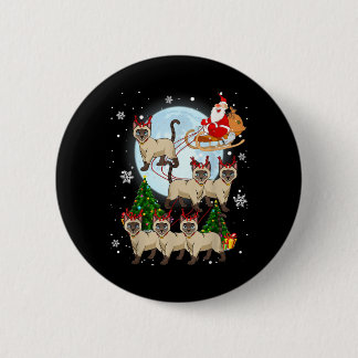 Chapa Redonda De 5 Cm Regalos de Navidad Reno Siamés para Amantes de Gat