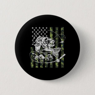 Chapa Redonda De 5 Cm Regalos de pesca con bandera americana de camuflaj