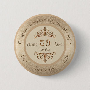 Chapa Redonda De 5 Cm Regalos del 50° Aniversario del Boda para Congrat 