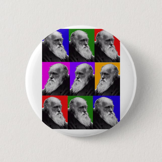 Chapa Redonda De 5 Cm Regalos del arte pop de Charles Darwin para todas (Anverso)