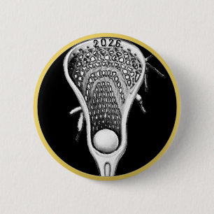 Chapa Redonda De 5 Cm Regalos del equipo de Lacrosse Black and Gold