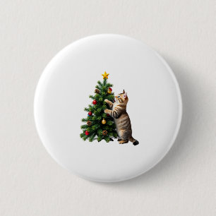 Chapa Redonda De 5 Cm Regalos divertidos de Navidad de gatos para hombre