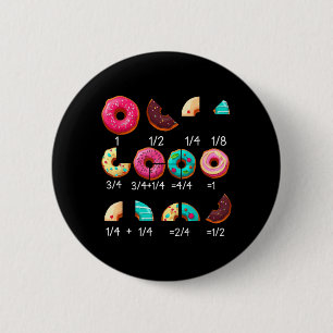 Chapa Redonda De 5 Cm Regalos para maestros de donut de fracción de mate