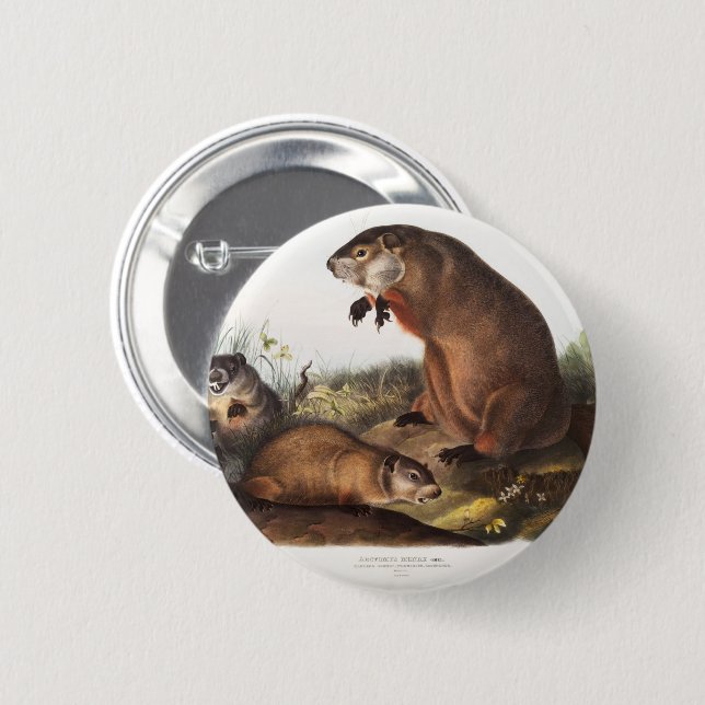 Chapa Redonda De 5 Cm Regalos Woodchuck Camping Deco (Anverso y reverso)