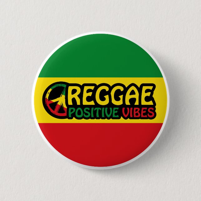 Chapa Redonda De 5 Cm Reggae Music con vibraciones positivas y bandera d (Anverso)