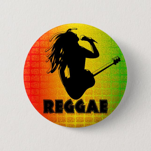 Chapa Redonda De 5 Cm Reggae Music Rastaman Guitar Rasta Botones Redondo (Anverso)