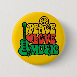 Chapa Redonda De 5 Cm Reggae Peace Love Music