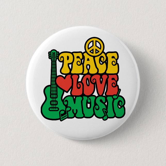 Chapa Redonda De 5 Cm Reggae Peace Love Music (Anverso)