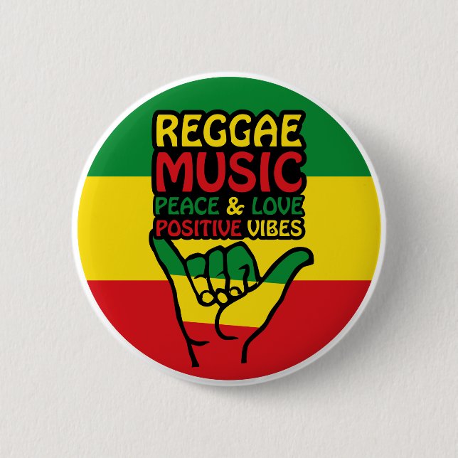Chapa Redonda De 5 Cm Reggae Shaka Hand con citas positivas (Anverso)