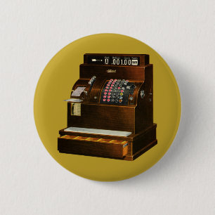 Chapa Redonda De 5 Cm Registro Antiguo de Efectivo, Negocio Minorista Vi