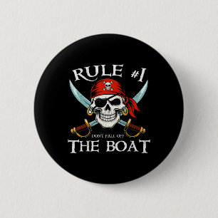 Chapa Redonda De 5 Cm Regla #1 No Caerse Del Barco Crucero Pirata Parte