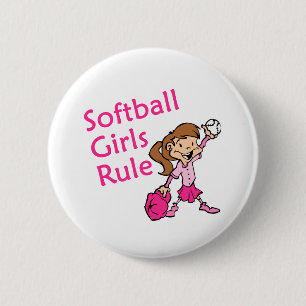 Chapa Redonda De 5 Cm regla de los chicas del softball