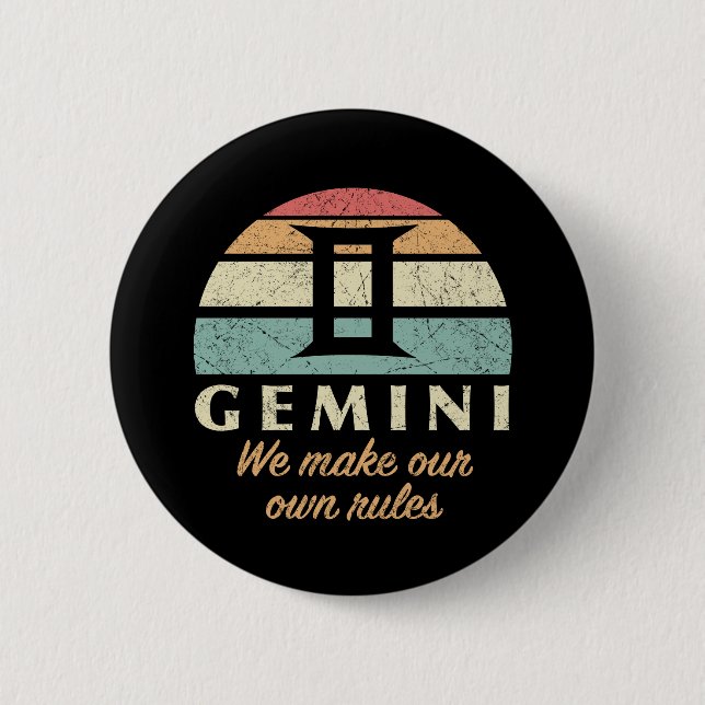 Chapa Redonda De 5 Cm Reglas divertidas de Gemini Zodiac (Anverso)