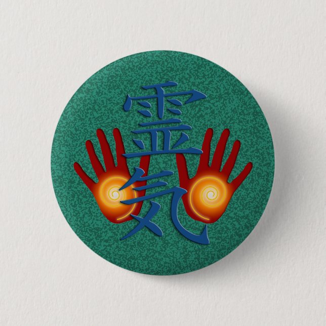Chapa Redonda De 5 Cm Reiki Hands (Anverso)