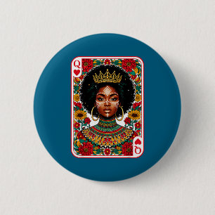Chapa Redonda De 5 Cm Reina africana tarjeta melanina orgullo negro blm