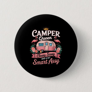 Chapa Redonda De 5 Cm Reina de campamento Cly Sy Inteligente Y Camng Rv