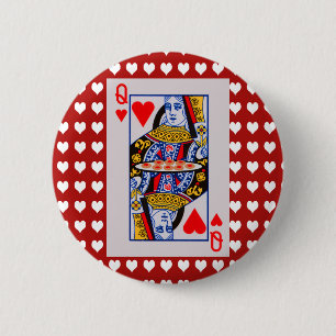 Chapa Redonda De 5 Cm Reina de corazones jugando cartas amor corazones