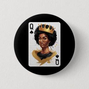 Chapa Redonda De 5 Cm Reina de Picas Carta de Poker Afroamericana Histor