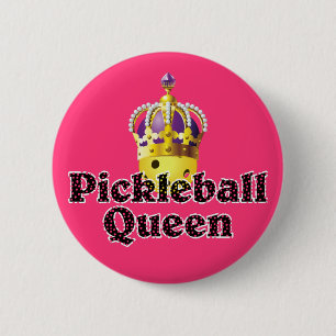 Chapa Redonda De 5 Cm Reina de Pickleball - Pickleball Amarillo con Coro