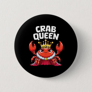 Chapa Redonda De 5 Cm Reina del Cangrejo Divertido Mariscos Cangrejo Ani