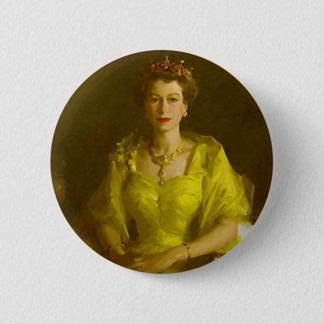 Chapa Redonda De 5 Cm Reina Elizabeth II (Anverso)