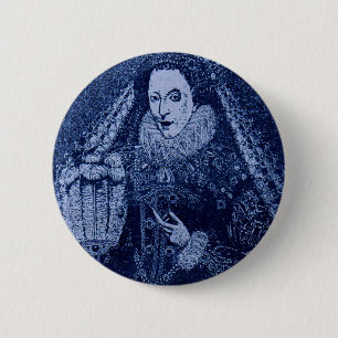 Chapa Redonda De 5 Cm Reina Isabel I en azul