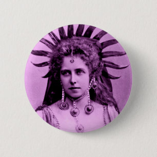 Chapa Redonda De 5 Cm Reina María de Rumania como reina del sol - morada