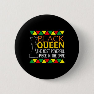Chapa Redonda De 5 Cm Reina negra más poderosa de ajedrez afroamericano 