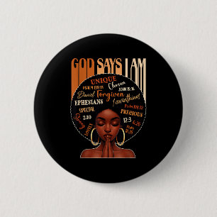 Chapa Redonda De 5 Cm Reina Negra Mujer Dios Dice Que Soy Hist Melanina