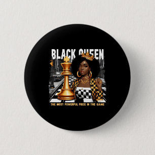 Chapa Redonda De 5 Cm Reina Negra Poder ajedrez afroamericano Melanina P