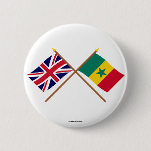 Chapa Redonda De 5 Cm Reino Unido y banderas cruzadas Senegal