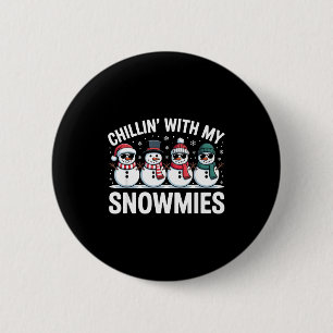 Chapa Redonda De 5 Cm Relajándome Con Mis Amigos De Nieve Navidad Muñeco