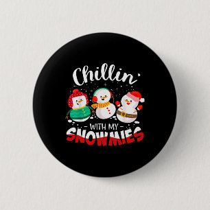 Chapa Redonda De 5 Cm Relajándome Con Mis Muñecos De Nieve Funny Snowman