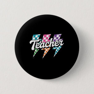Chapa Redonda De 5 Cm Relámpago profesor de Bolt de vuelta a la escuela 