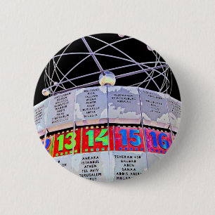 Chapa Redonda De 5 Cm Reloj de hora mundial, Alexanderplatz, Berlín,