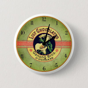 Chapa Redonda De 5 Cm Reloj publicitario Art Nouveau de chocolate