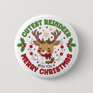 Chapa Redonda De 5 Cm Reno Adorable Te Desea Una Feliz Navidad
