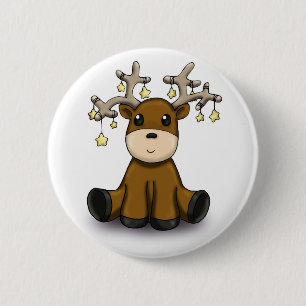 Chapa Redonda De 5 Cm Reno con las estrellas amarillas