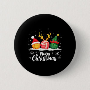 Chapa Redonda De 5 Cm Reno de voleibol Santa Elf Feliz Navidad