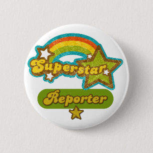 Chapa Redonda De 5 Cm Reportero de la superestrella